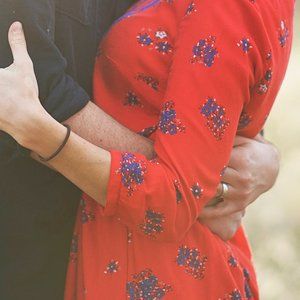 Old Navy floral print embroidered breast red dress